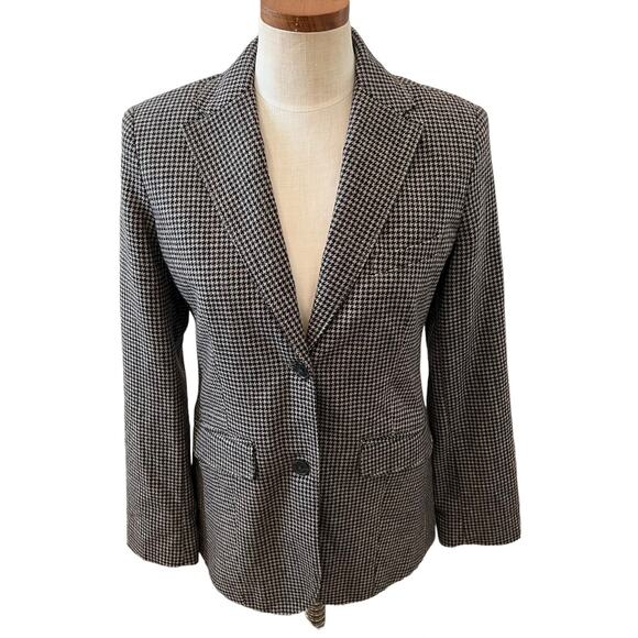 Eddie Bauer Tailored Blazer Black & Gray Houndstooth Print 6 - Picture 1 of 7